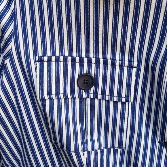 Tribal Blue and White Stripe Jacket w/Roll up Sleeves Size Medium - Picture 11 of 12